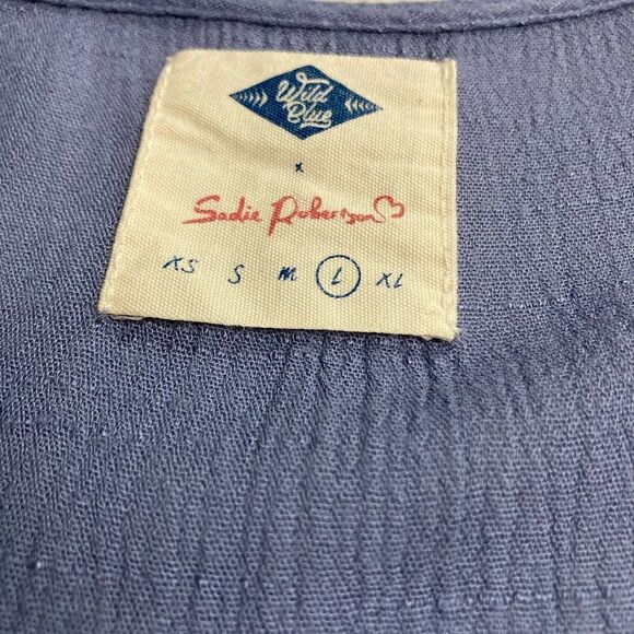 WILD BLUE SADIE ROBERTSON Blue Dress Size Large Ruffle Cottage Core - Picture 4 of 11